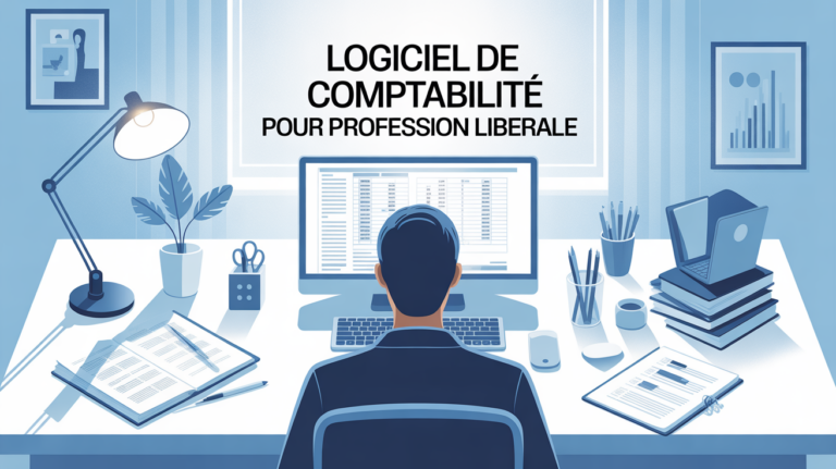bureau moderne avec logiciel comptabilité libérale