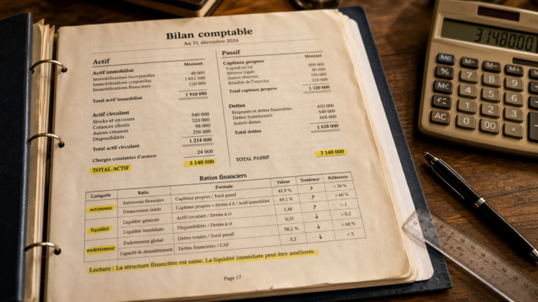 Comment analyser un bilan comptable : ratios financiers sur un bilan