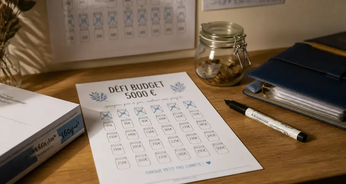 Défi budget à imprimer gratuit : feuille à cocher et pièces