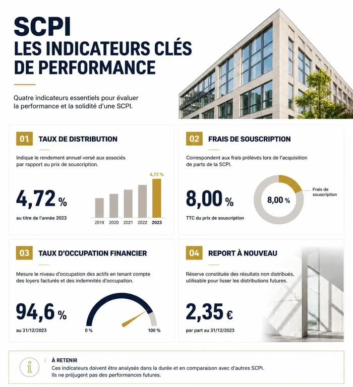 Infographie des indicateurs de performance pour un avis sur SCPI