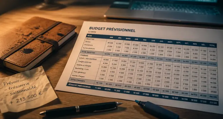 Exemple budget prévisionnel : tableau 12 mois