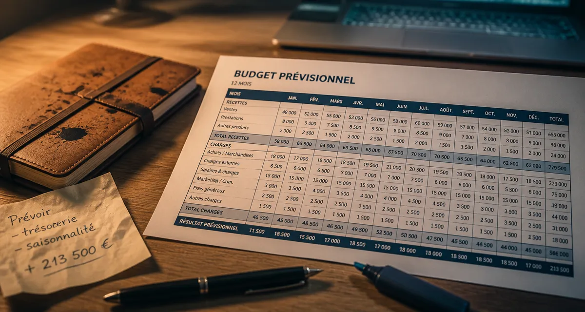 Exemple budget prévisionnel : tableau 12 mois