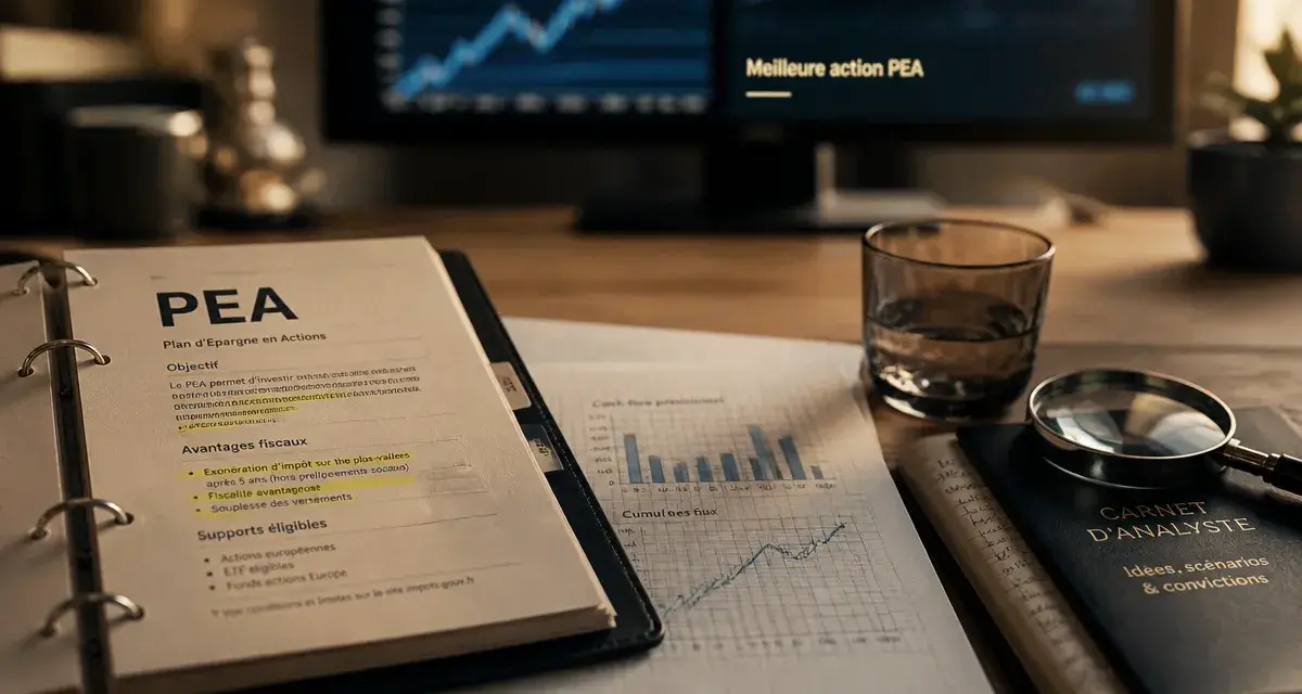Meilleur action PEA : classeur PEA et graphiques européens sur bureau