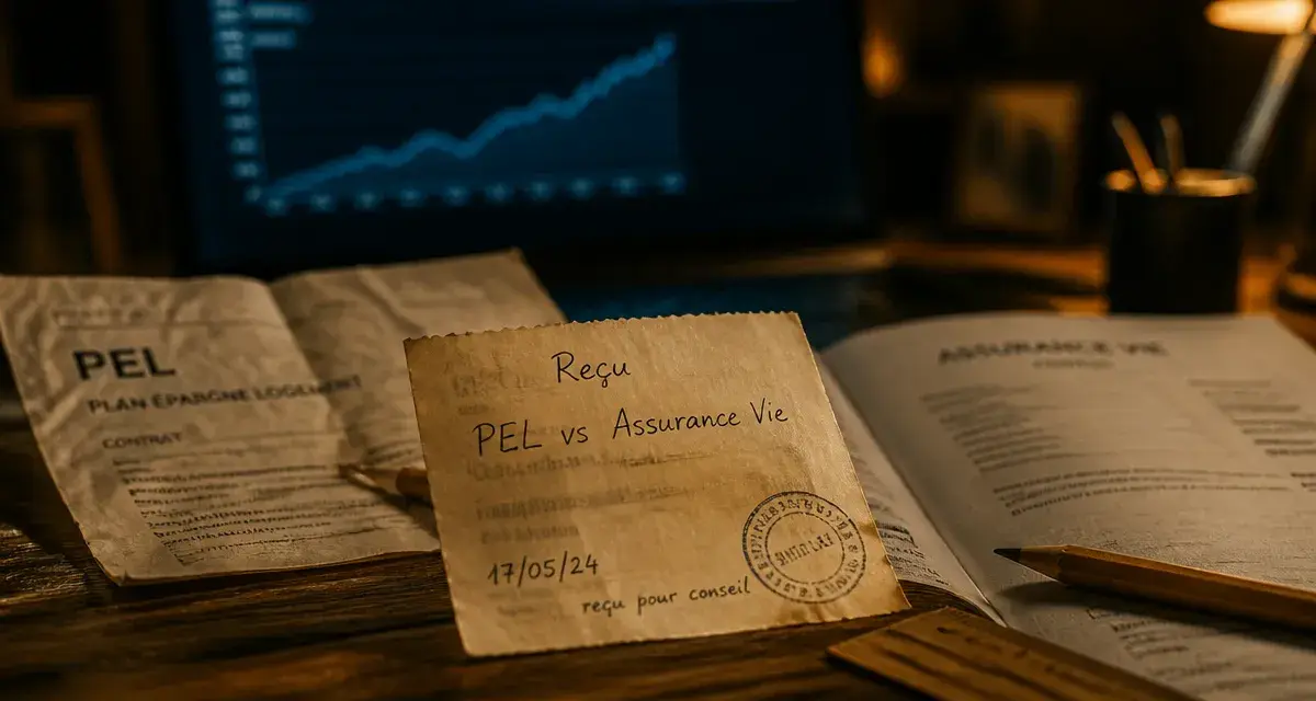 PEL ou assurance vie : documents et contrat sur table