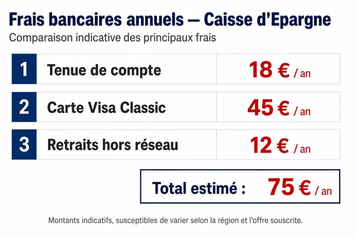 Infographie des conditions tarifaires et frais bancaires de la Caisse d'Epargne