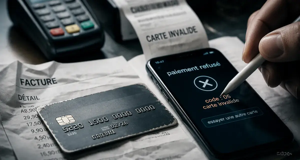 Carte bancaire invalide : paiement refusé, plafond atteint et code erroné
