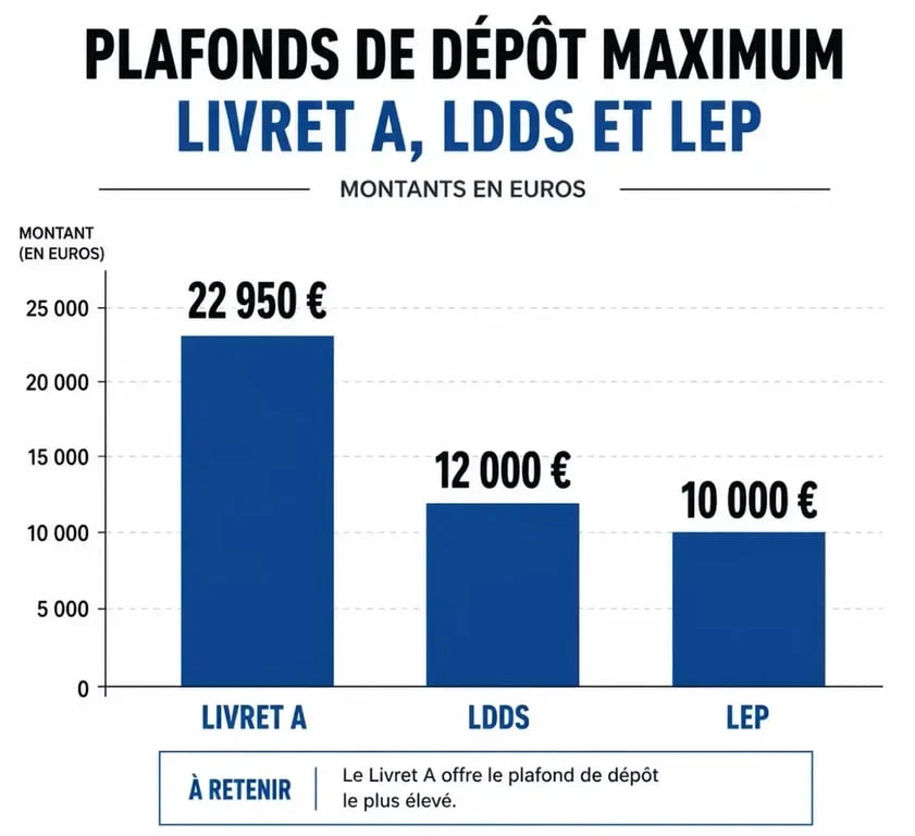 Comparatif des plafonds de versement du Livret A, LDDS et LEP