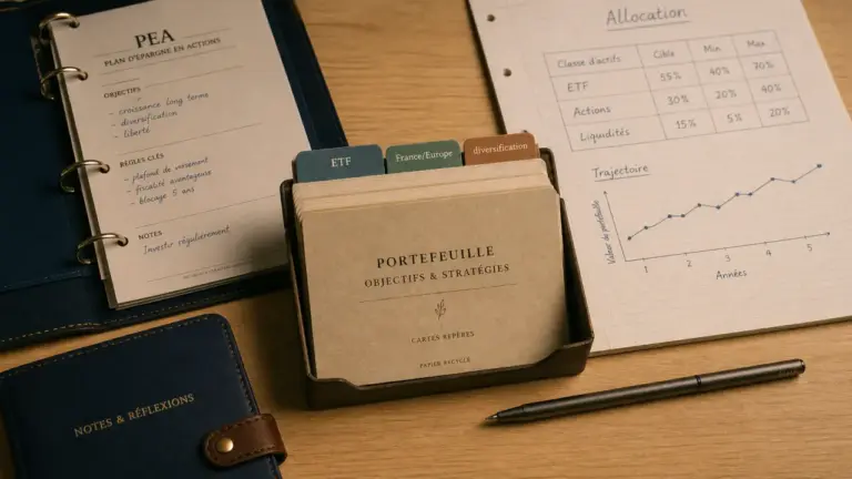 Exemple portefeuille PEA : allocations ETF et liquidités pour débuter