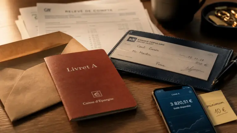 minimum à laisser sur livret a : 10 € à déposer, solde Banque Postale
