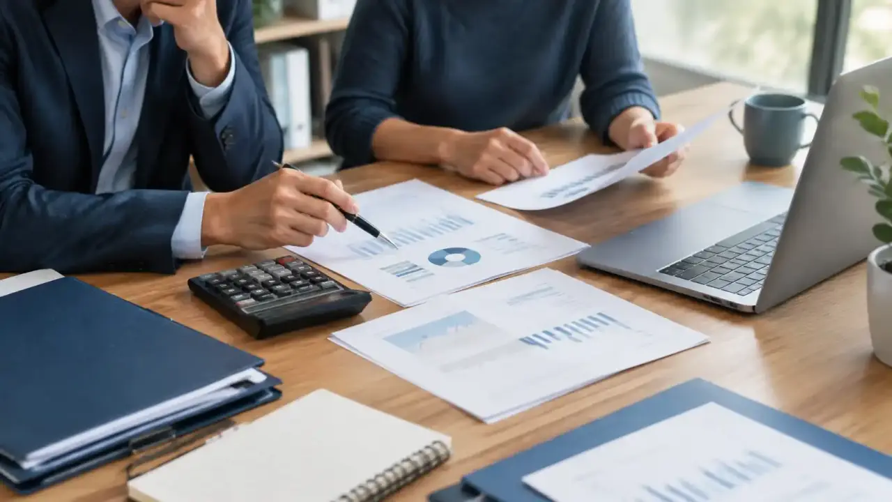 Analyse du co&ucirc;t total d'un rachat de cr&eacute;dits avec calculatrice et documents financiers