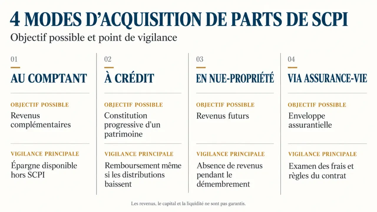 France SCPI : comparaison des quatre modes d’acquisition des parts