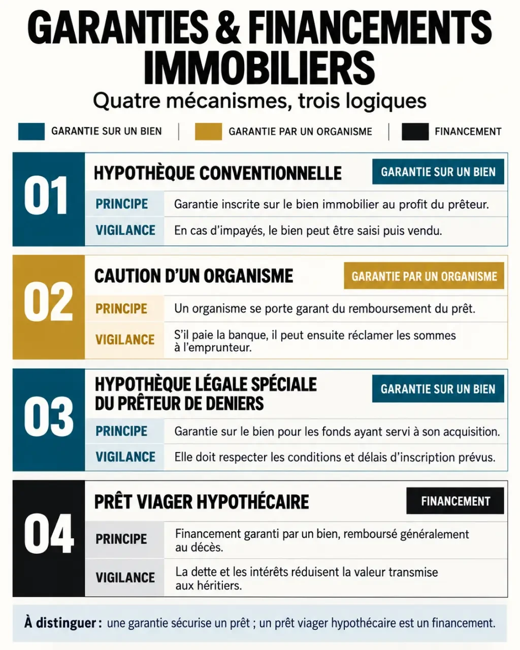 Infographie pour comprendre comment hypothéquer une maison et comparer les principales garanties immobilières